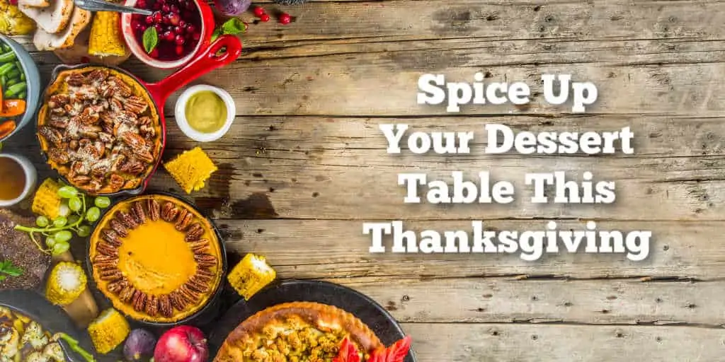 array of thanksgiving desserts displayed on wooden table