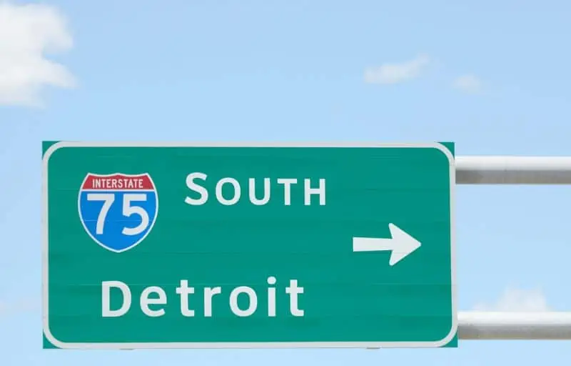 I75 South to Detroit sign