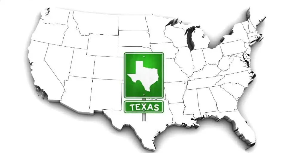 state of texas shown on map of usa