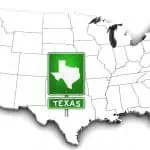 texas shown on a map of usa